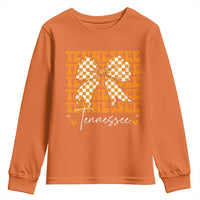 Vintage Tennessee Coquette Bow Youth Sweatshirt Retro TN Orange Checkered Print US State