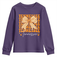 Vintage Tennessee Coquette Bow Youth Sweatshirt Retro TN Orange Checkered Print US State