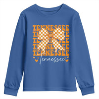 Vintage Tennessee Coquette Bow Youth Sweatshirt Retro TN Orange Checkered Print US State