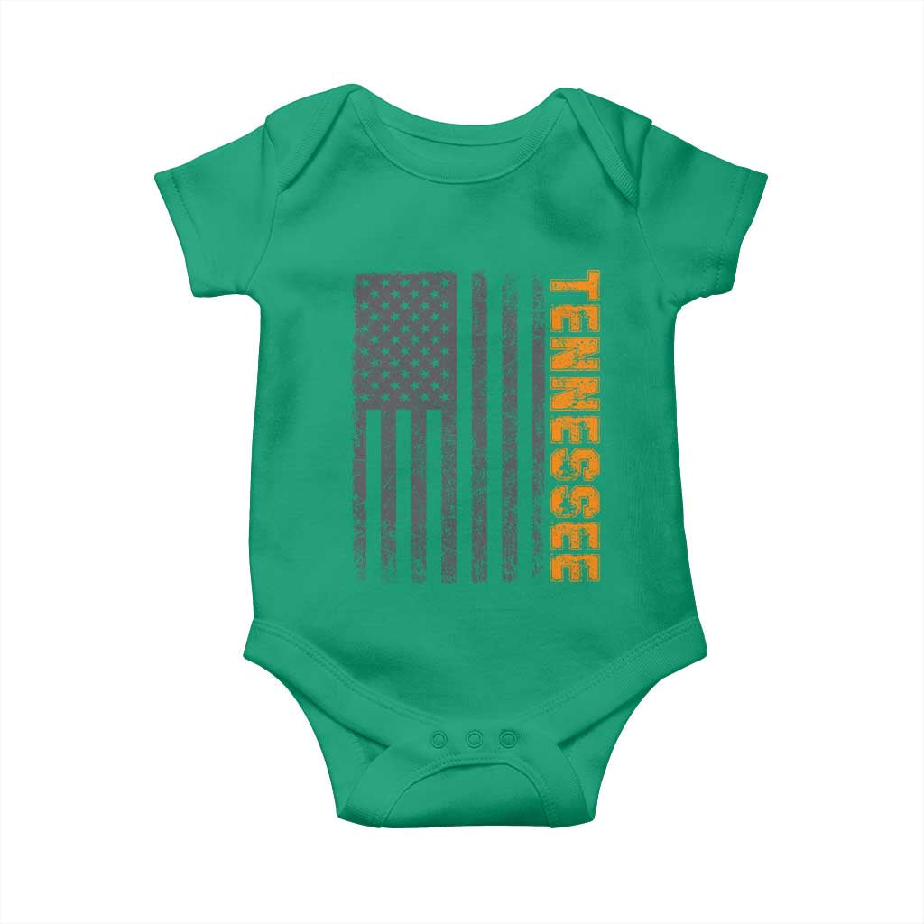 Vintage Tennessee Baby Onesie Retro Orange TN USA Flag Patriotic US State