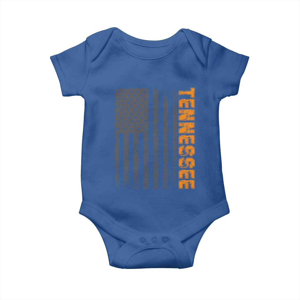 Vintage Tennessee Baby Onesie Retro Orange TN USA Flag Patriotic US State