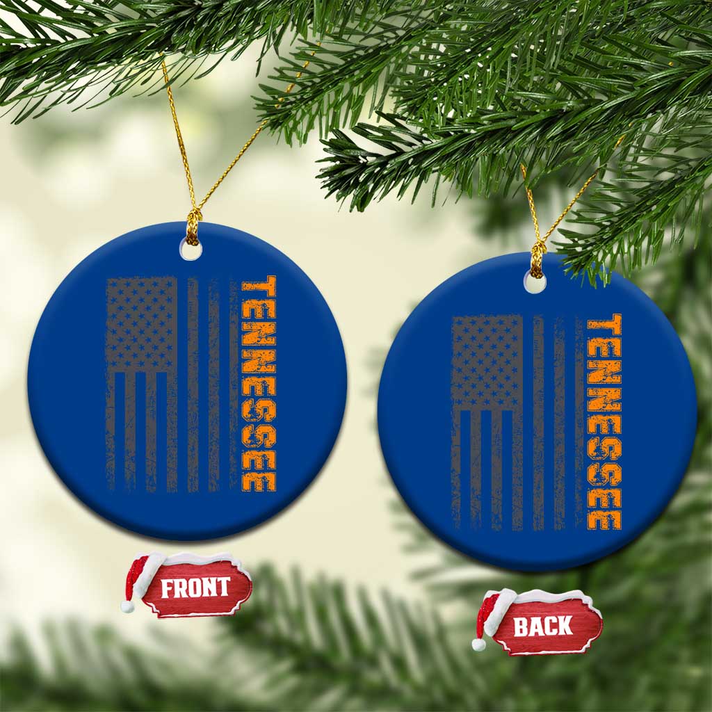 Vintage Tennessee Ceramic Ornament Retro Orange TN USA Flag Patriotic US State