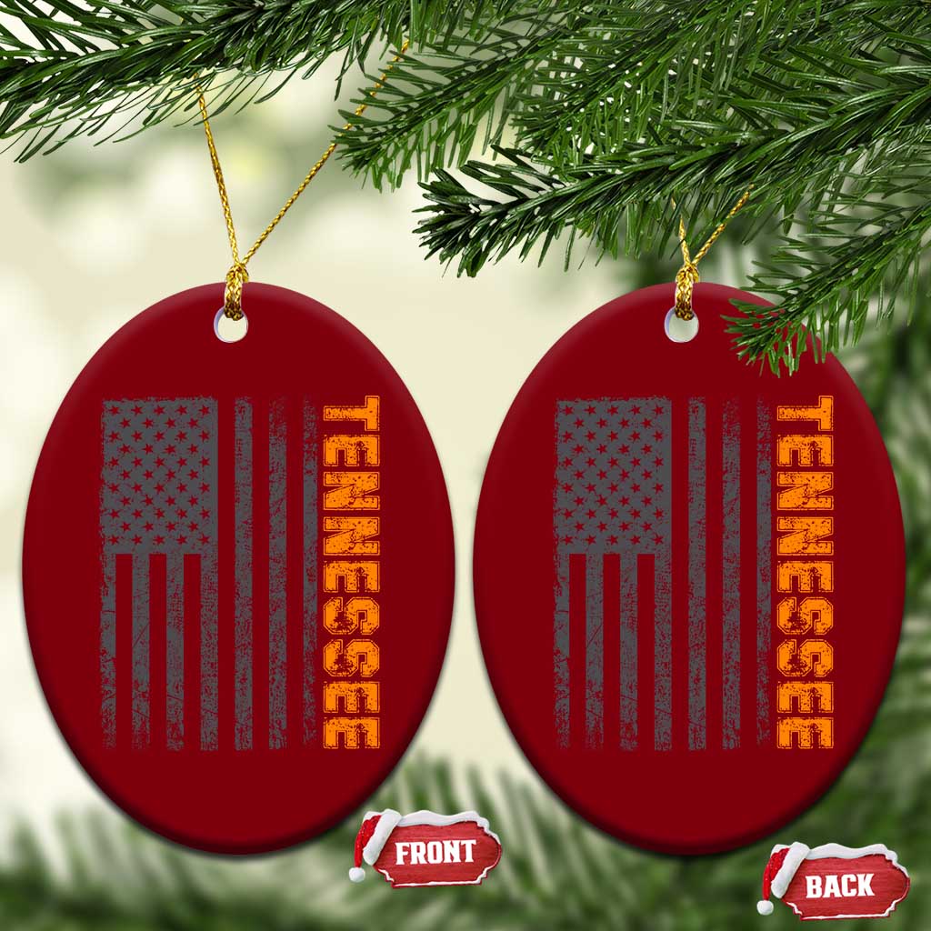 Vintage Tennessee Ceramic Ornament Retro Orange TN USA Flag Patriotic US State