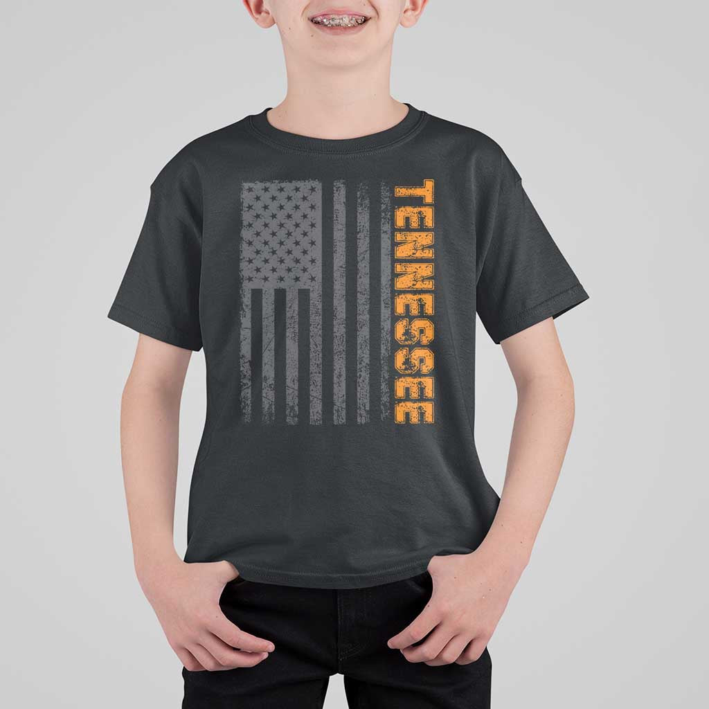 Vintage Tennessee T Shirt For Kid Retro Orange TN USA Flag Patriotic US State