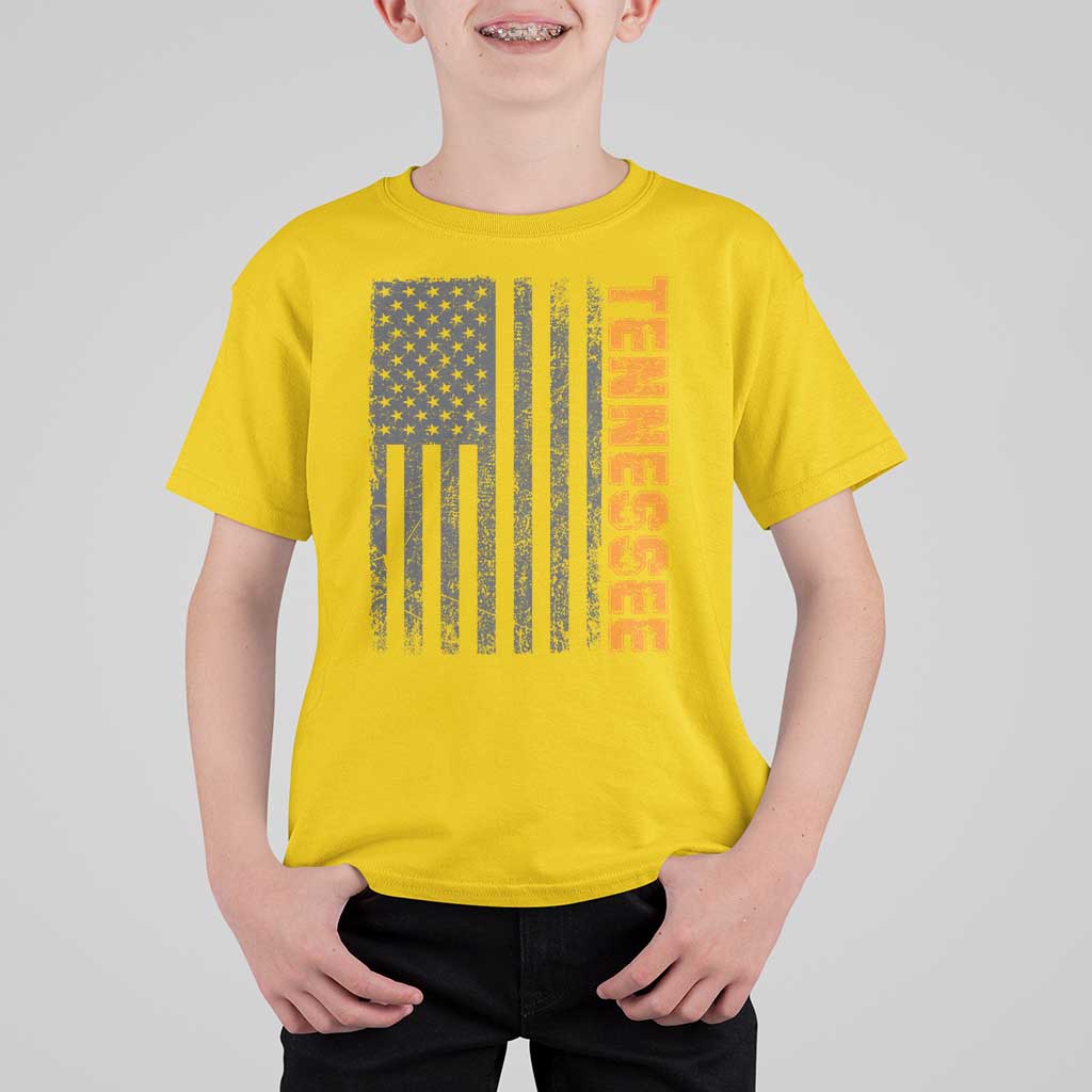Vintage Tennessee T Shirt For Kid Retro Orange TN USA Flag Patriotic US State