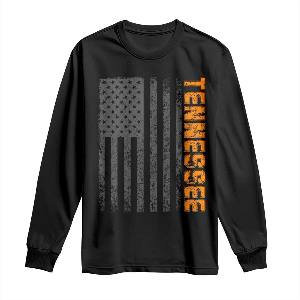 Vintage Tennessee Long Sleeve Shirt Retro Orange TN USA Flag Patriotic US State