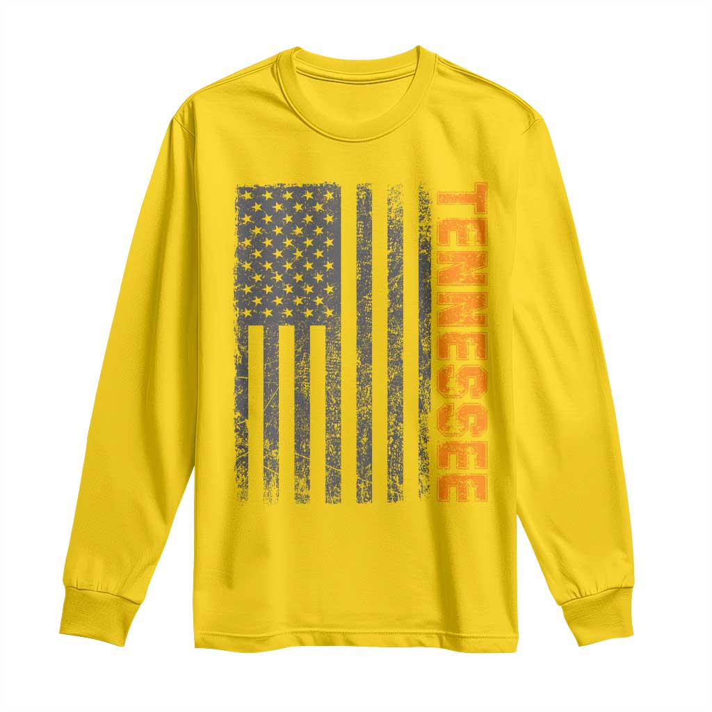 Vintage Tennessee Long Sleeve Shirt Retro Orange TN USA Flag Patriotic US State