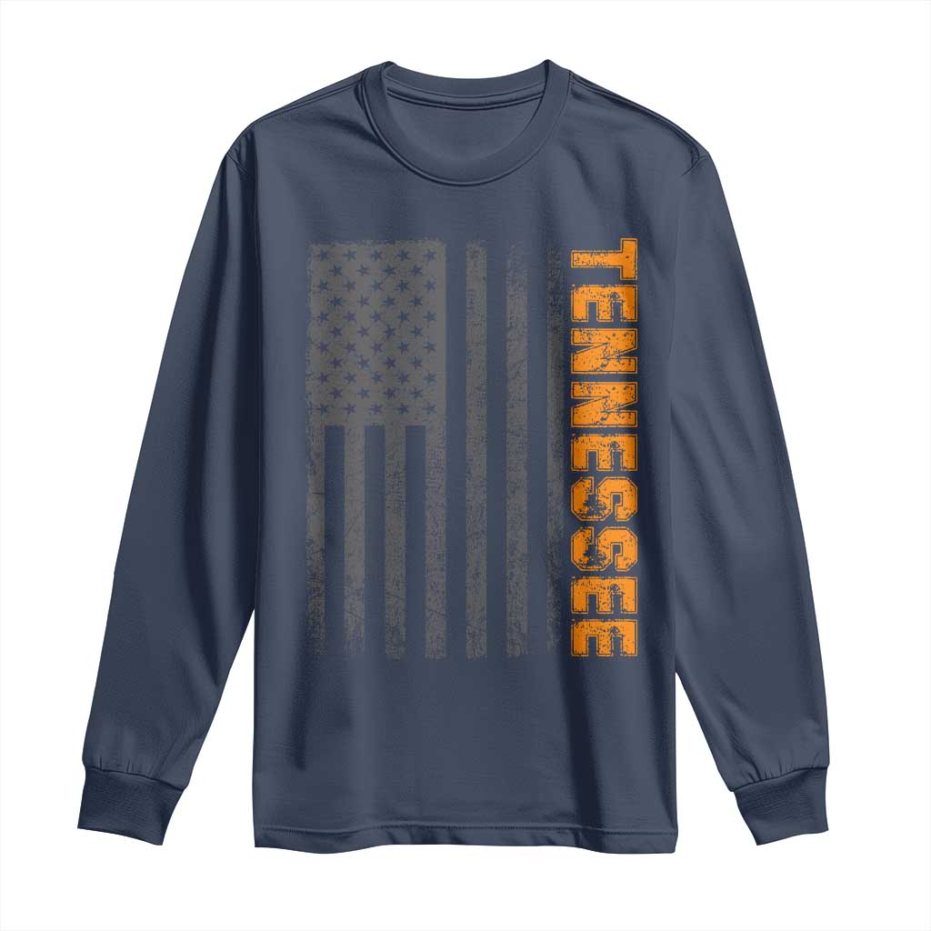 Vintage Tennessee Long Sleeve Shirt Retro Orange TN USA Flag Patriotic US State
