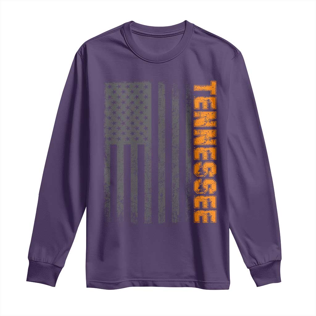 Vintage Tennessee Long Sleeve Shirt Retro Orange TN USA Flag Patriotic US State