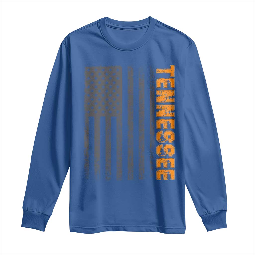 Vintage Tennessee Long Sleeve Shirt Retro Orange TN USA Flag Patriotic US State