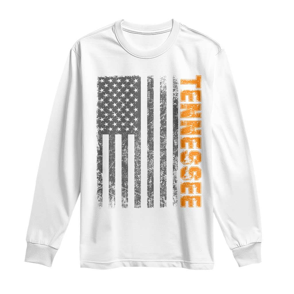 Vintage Tennessee Long Sleeve Shirt Retro Orange TN USA Flag Patriotic US State