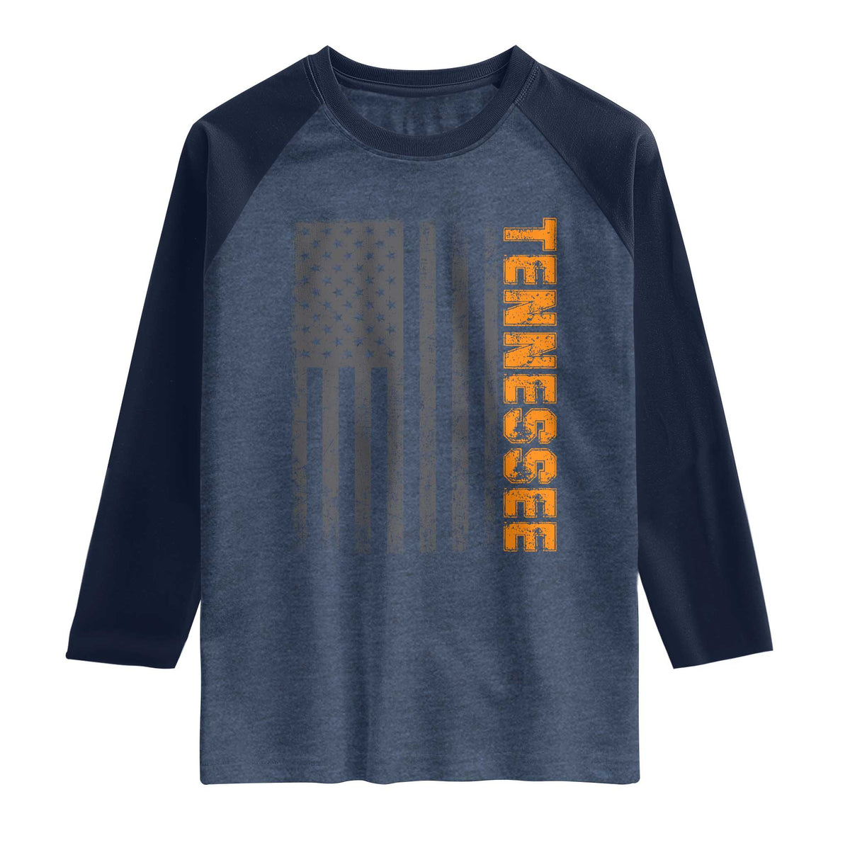 Vintage Tennessee Raglan Shirt Retro Orange TN USA Flag Patriotic US State