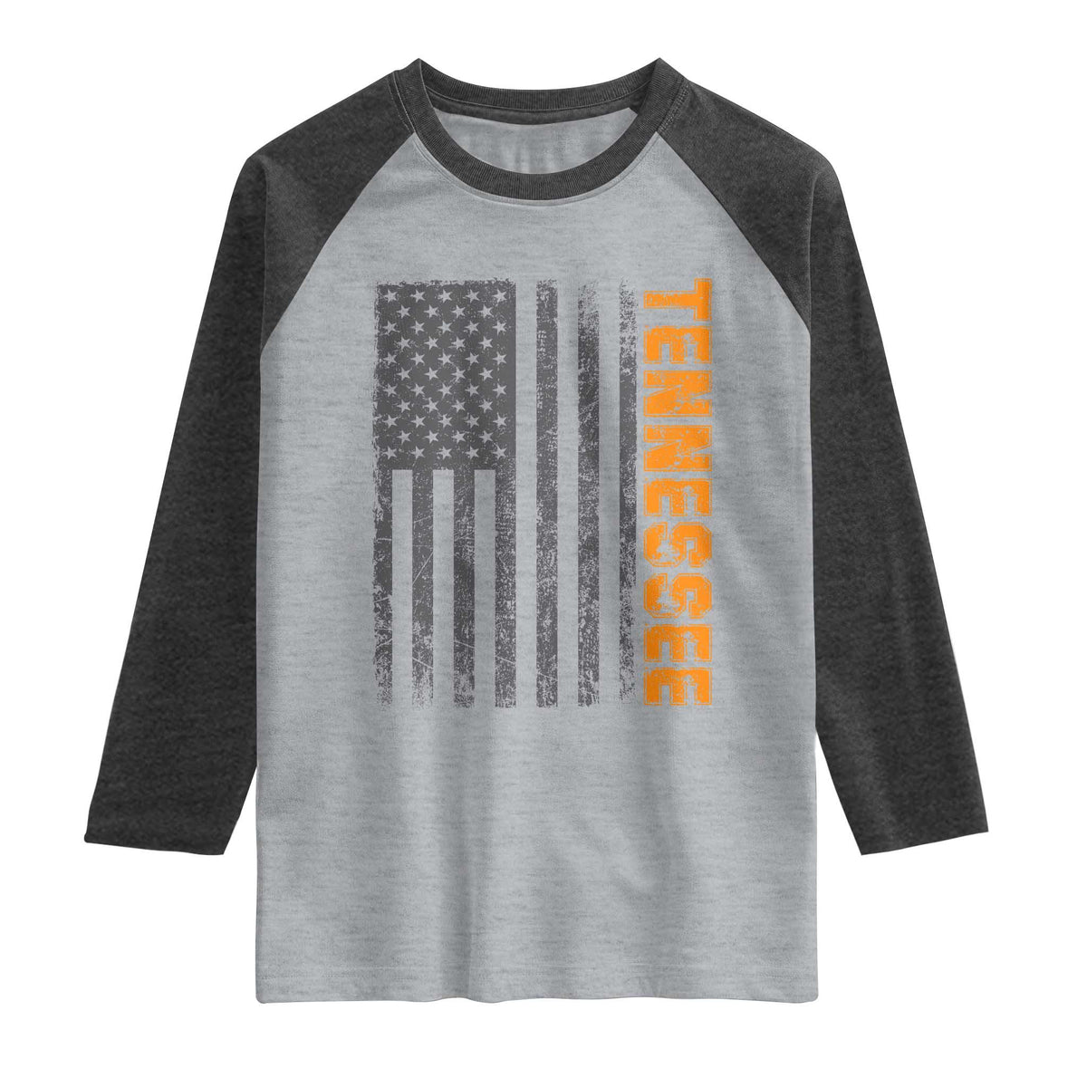 Vintage Tennessee Raglan Shirt Retro Orange TN USA Flag Patriotic US State