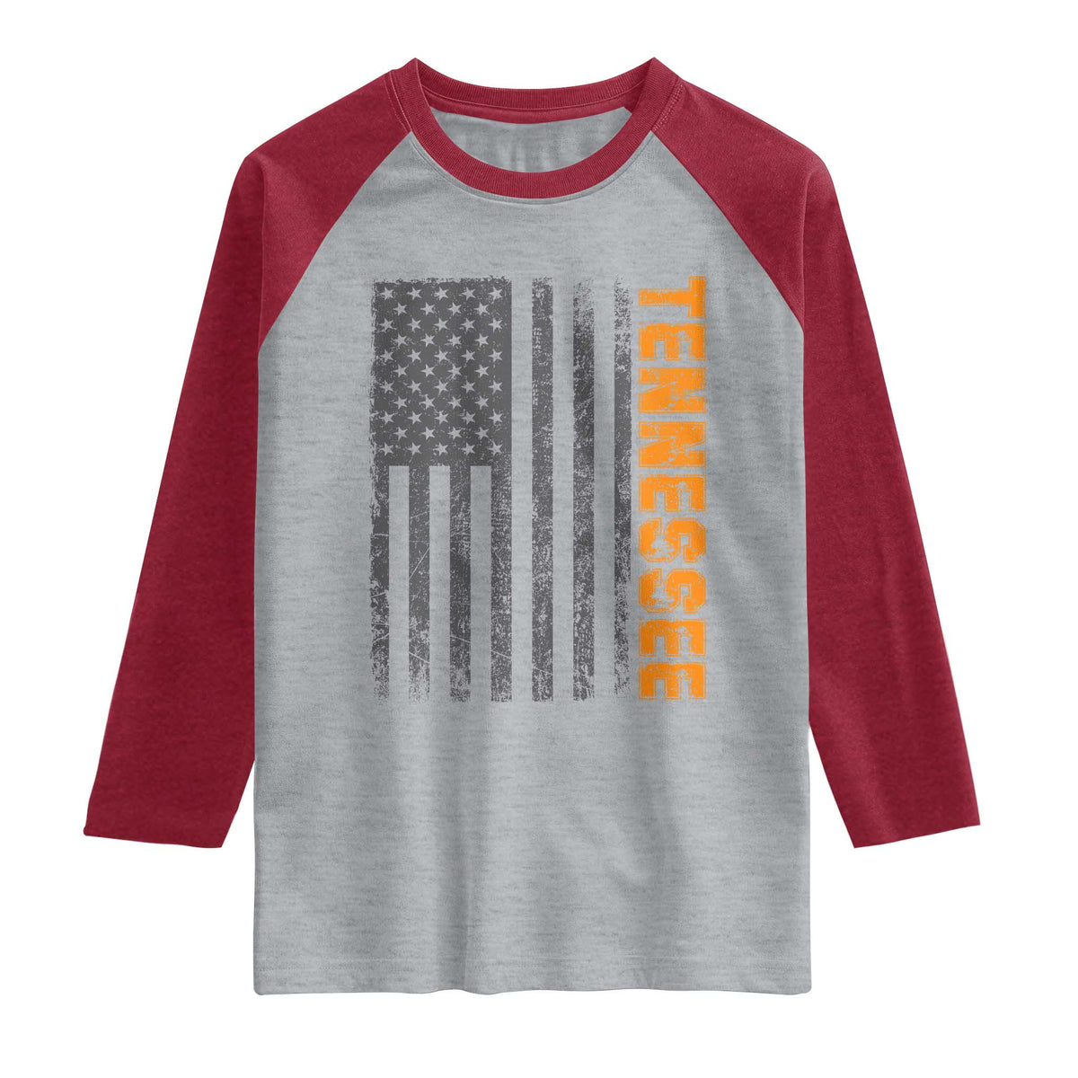 Vintage Tennessee Raglan Shirt Retro Orange TN USA Flag Patriotic US State