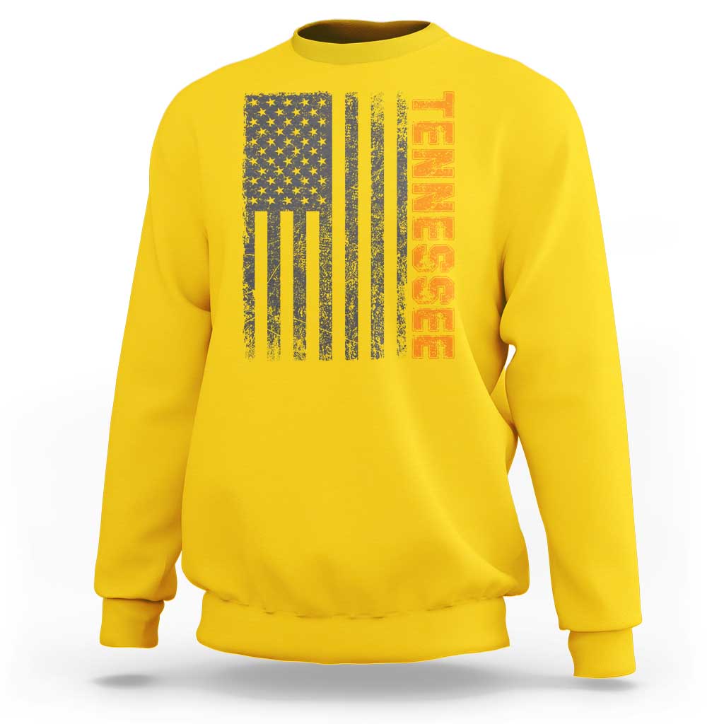 Vintage Tennessee Sweatshirt Retro Orange TN USA Flag Patriotic US State