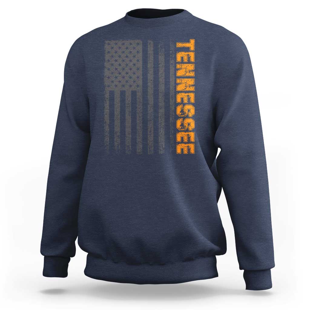 Vintage Tennessee Sweatshirt Retro Orange TN USA Flag Patriotic US State