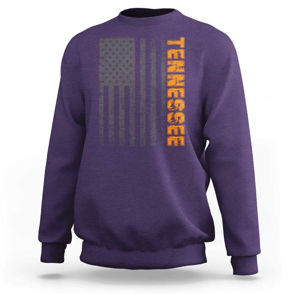 Vintage Tennessee Sweatshirt Retro Orange TN USA Flag Patriotic US State