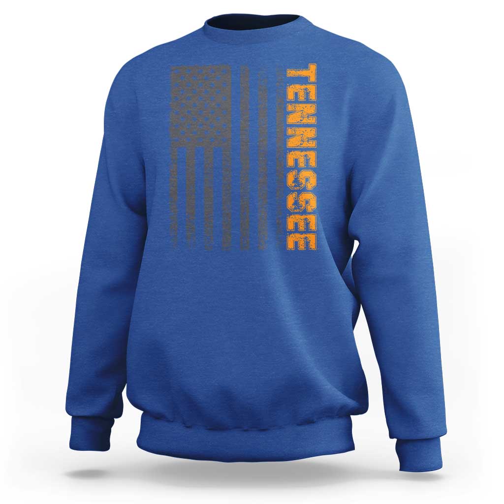 Vintage Tennessee Sweatshirt Retro Orange TN USA Flag Patriotic US State