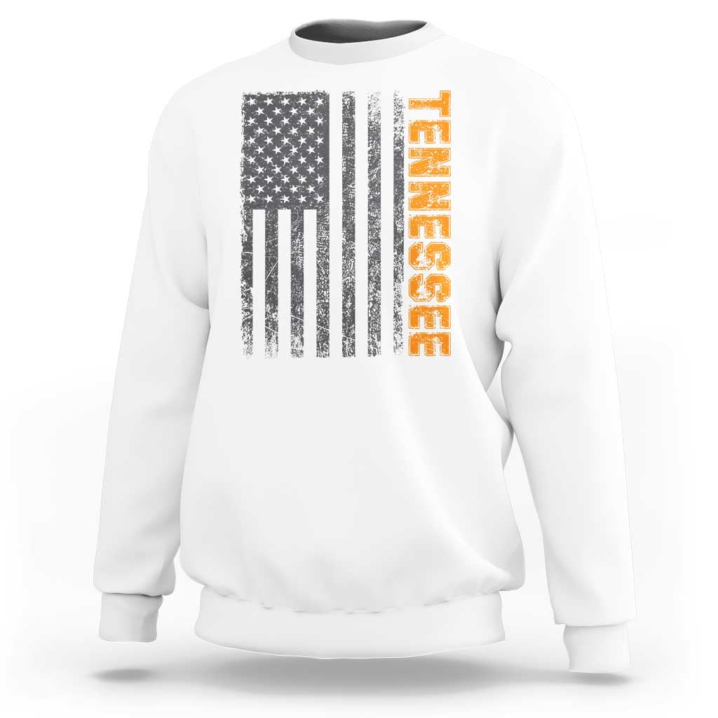 Vintage Tennessee Sweatshirt Retro Orange TN USA Flag Patriotic US State