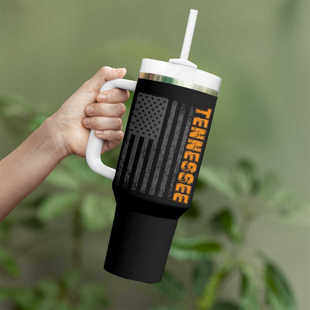 Vintage Tennessee Tumbler With Handle Retro Orange TN USA Flag Patriotic US State