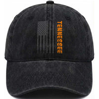 Vintage Tennessee Washed Cotton Baseball Cap Retro Orange TN USA Flag Patriotic US State