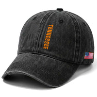 Vintage Tennessee Washed Cotton Baseball Cap Retro Orange TN USA Flag Patriotic US State