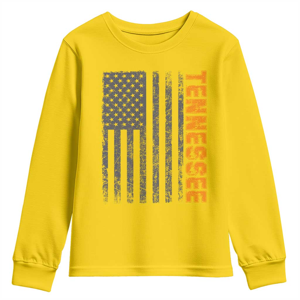 Vintage Tennessee Youth Sweatshirt Retro Orange TN USA Flag Patriotic US State