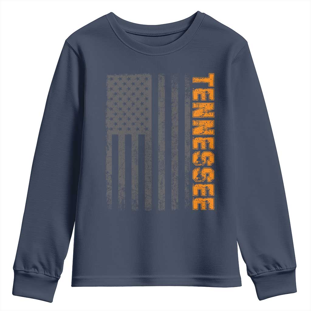 Vintage Tennessee Youth Sweatshirt Retro Orange TN USA Flag Patriotic US State