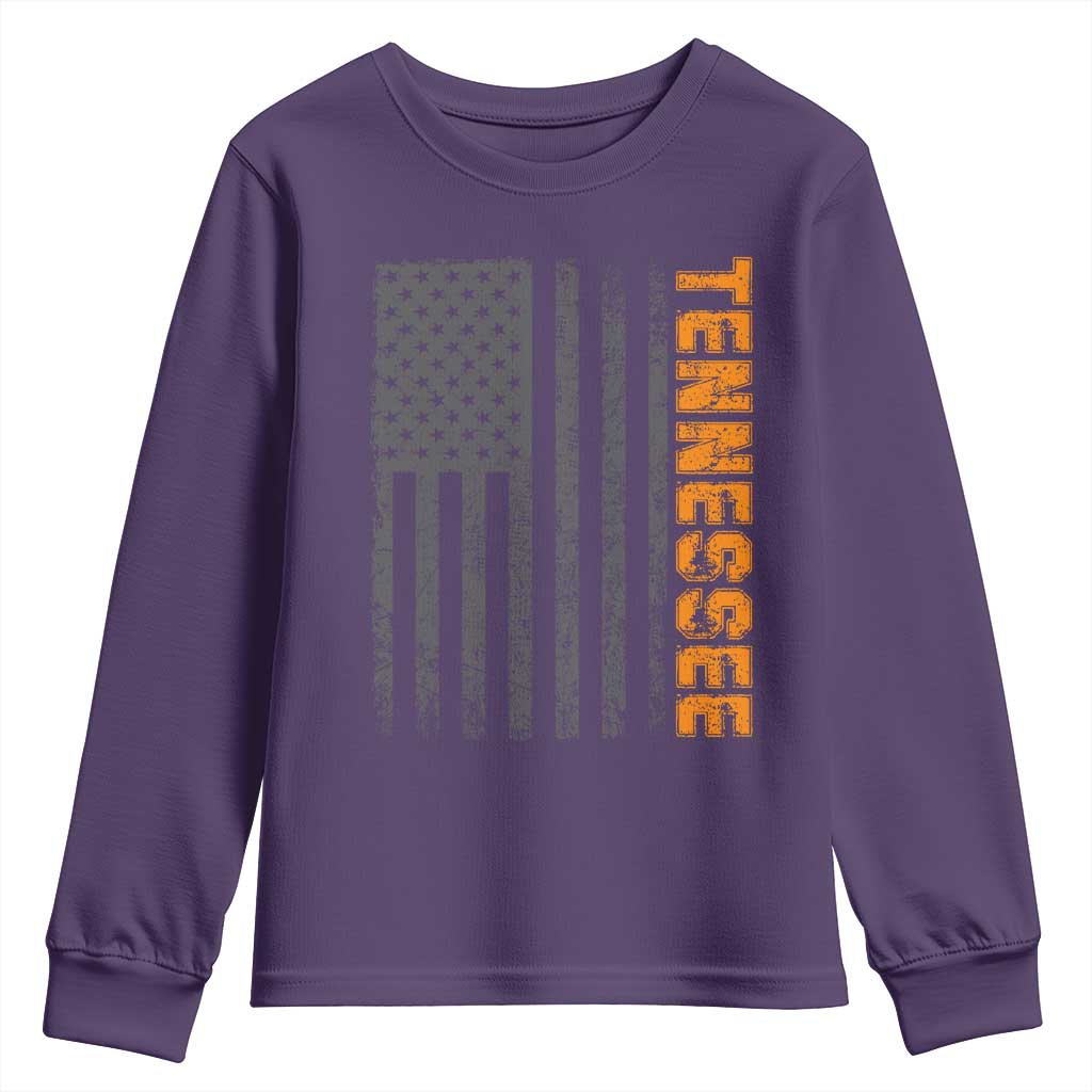 Vintage Tennessee Youth Sweatshirt Retro Orange TN USA Flag Patriotic US State
