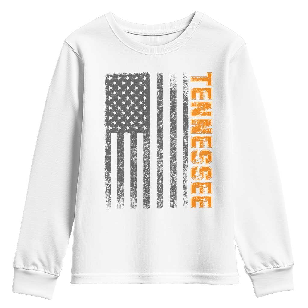 Vintage Tennessee Youth Sweatshirt Retro Orange TN USA Flag Patriotic US State
