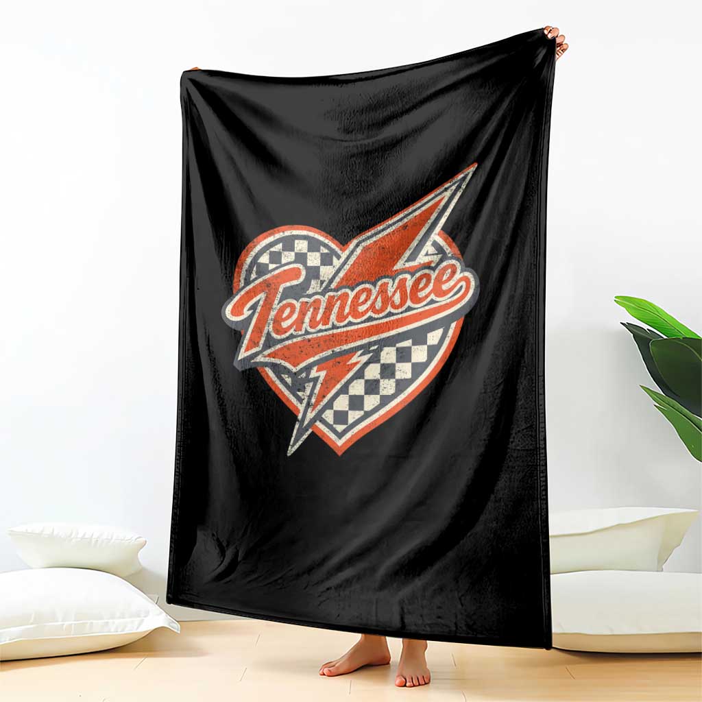 Vintage Tennessee Throw Blanket Checkered Heart Love TN Orange US State