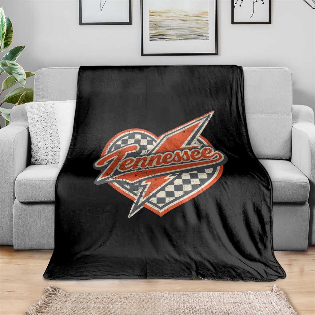 Vintage Tennessee Throw Blanket Checkered Heart Love TN Orange US State