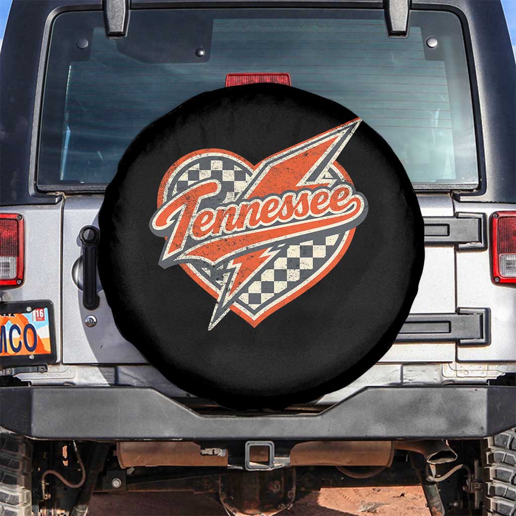 Vintage Tennessee Spare Tire Cover Checkered Heart Love TN Orange US State