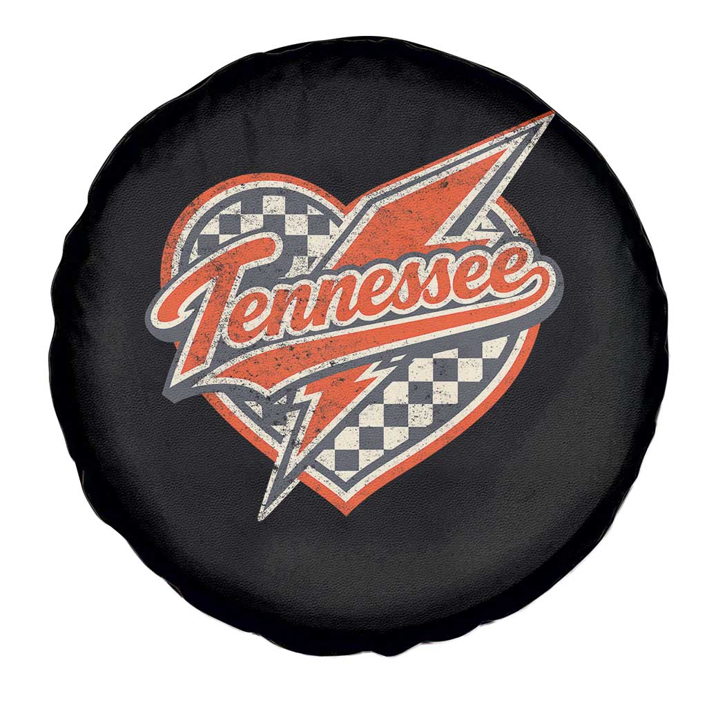 Vintage Tennessee Spare Tire Cover Checkered Heart Love TN Orange US State