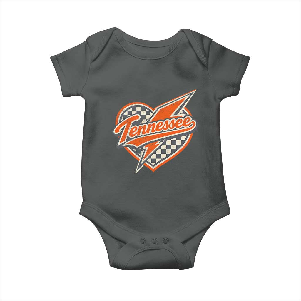 Vintage Tennessee Baby Onesie Checkered Heart Love TN Orange US State