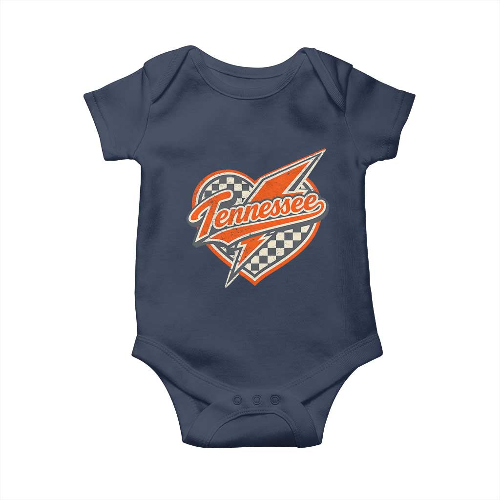 Vintage Tennessee Baby Onesie Checkered Heart Love TN Orange US State