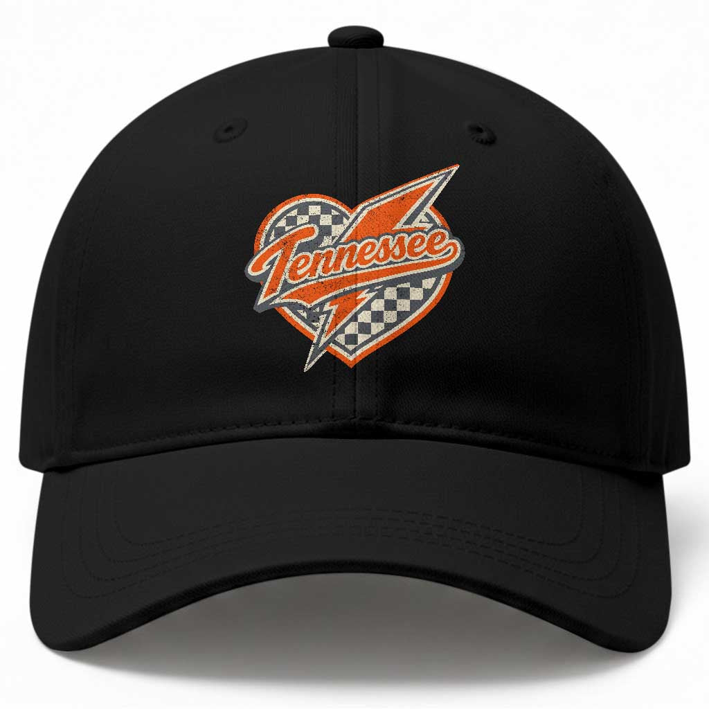 Vintage Tennessee Baseball Cap Checkered Heart Love TN Orange US State