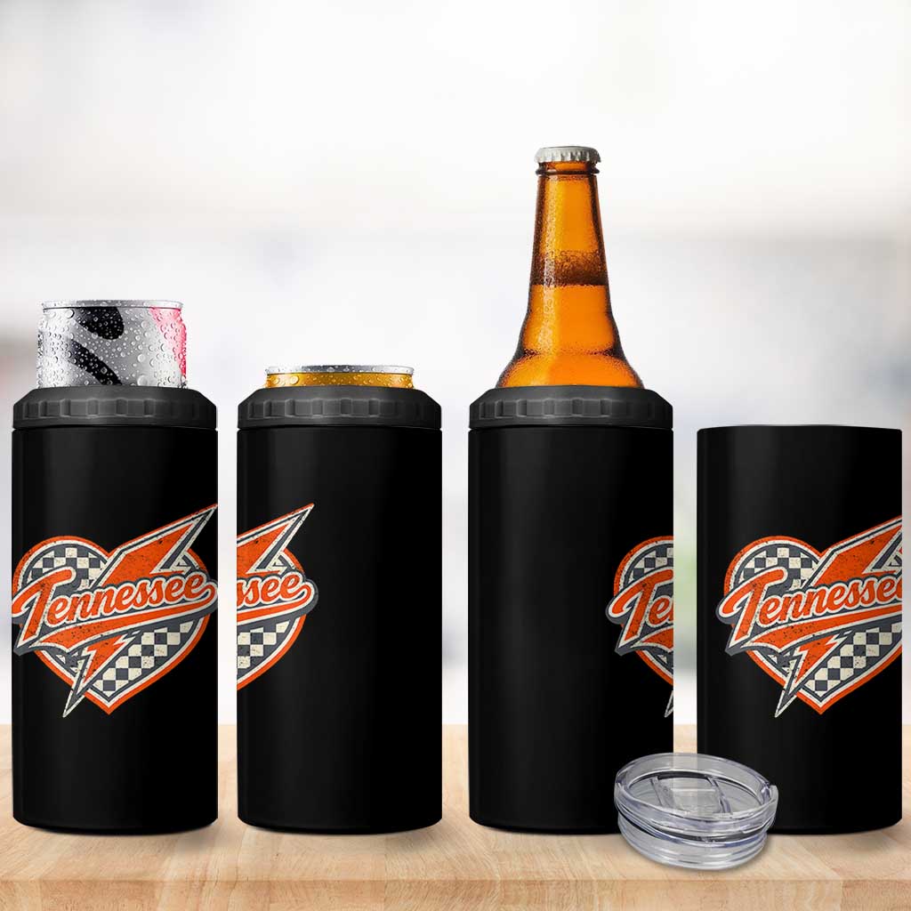 Vintage Tennessee 4 in 1 Can Cooler Tumbler Checkered Heart Love TN Orange US State