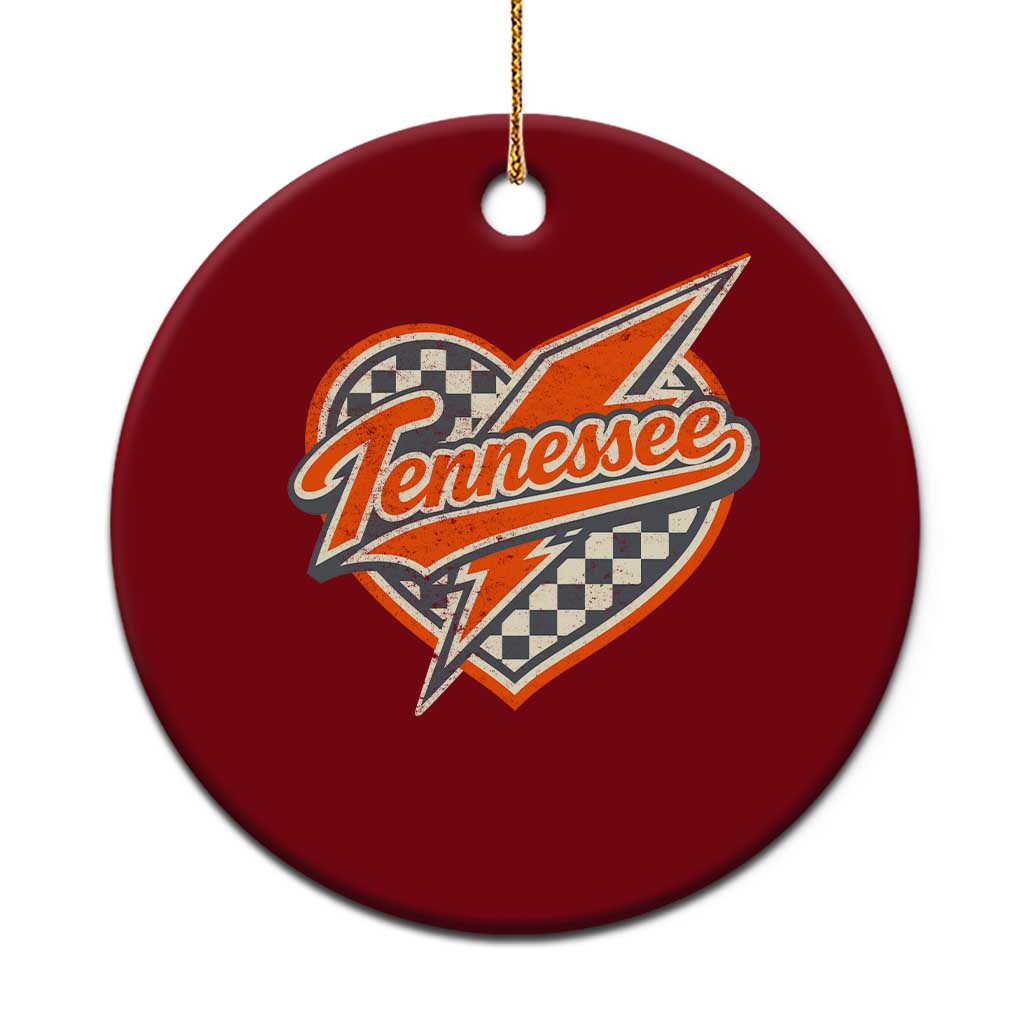 Vintage Tennessee Ceramic Ornament Checkered Heart Love TN Orange US State