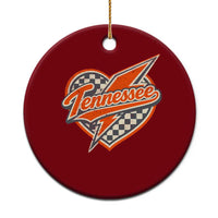 Vintage Tennessee Ceramic Ornament Checkered Heart Love TN Orange US State