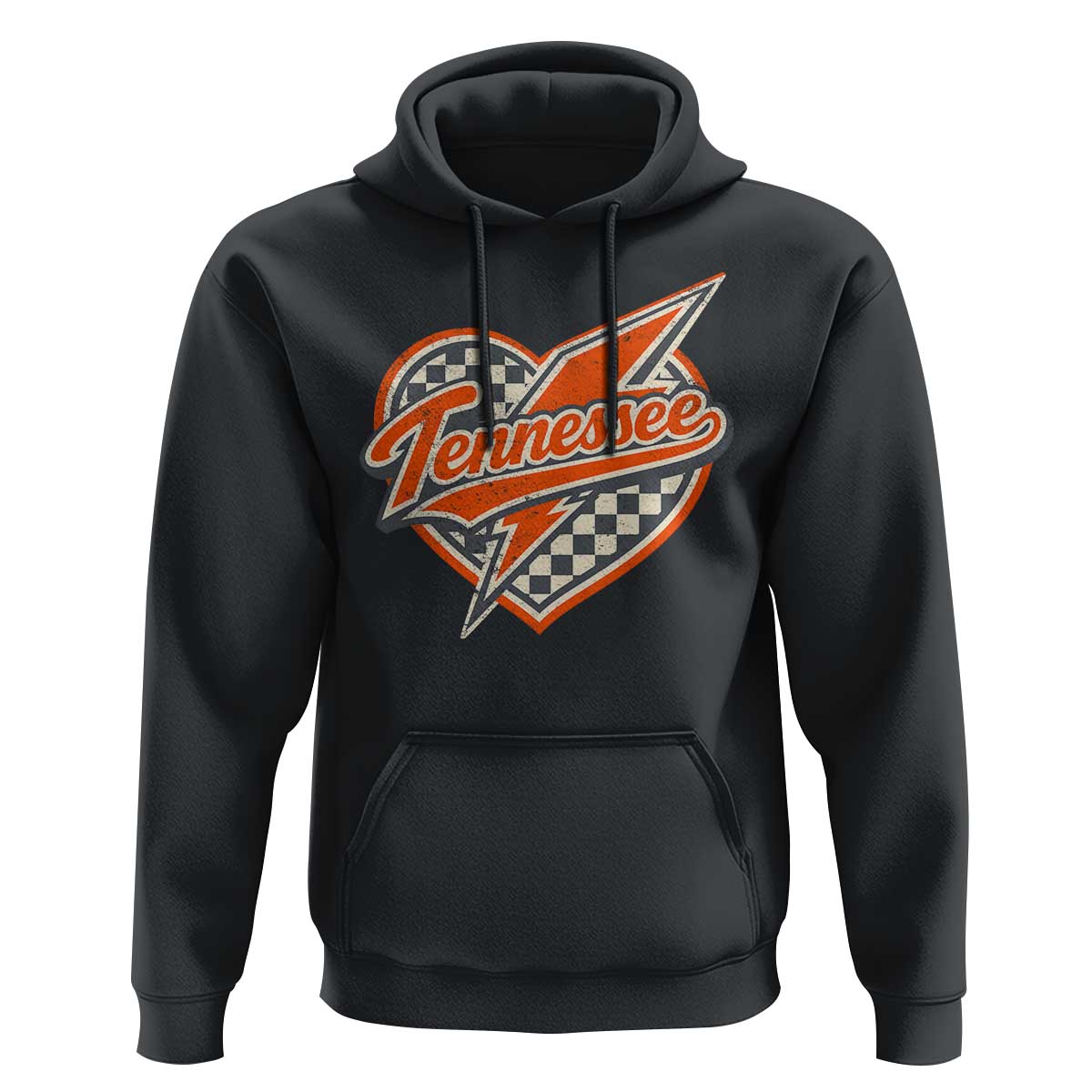 Vintage Tennessee Hoodie Checkered Heart Love TN Orange US State