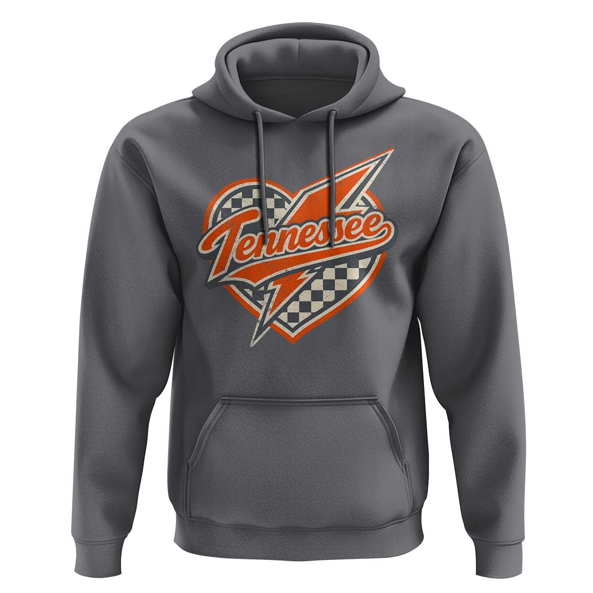 Vintage Tennessee Hoodie Checkered Heart Love TN Orange US State