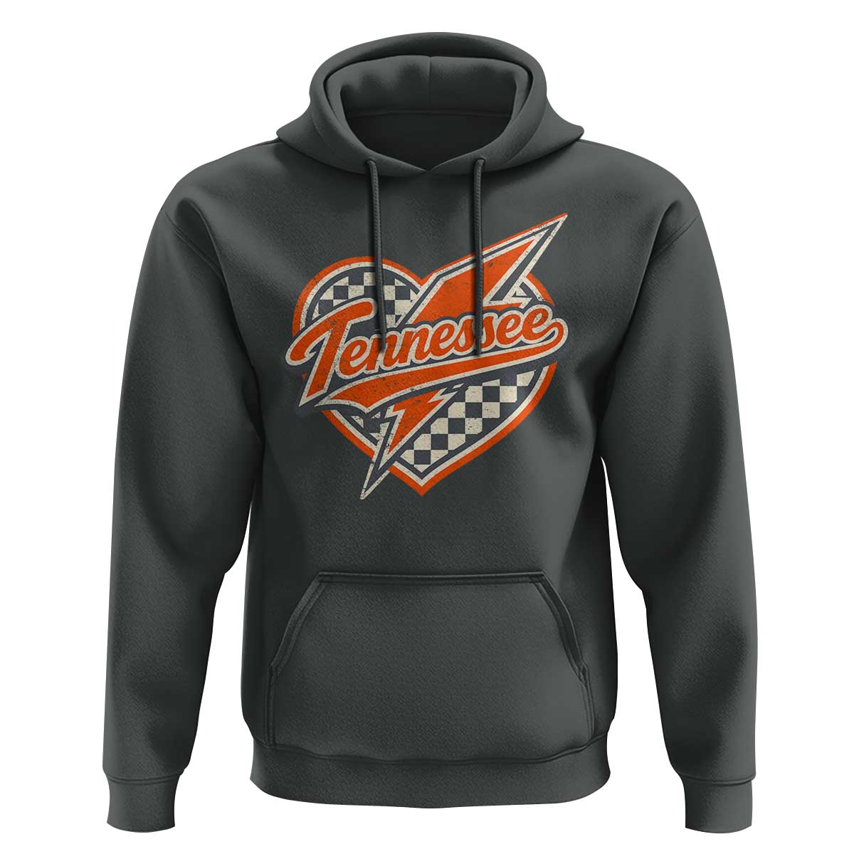 Vintage Tennessee Hoodie Checkered Heart Love TN Orange US State