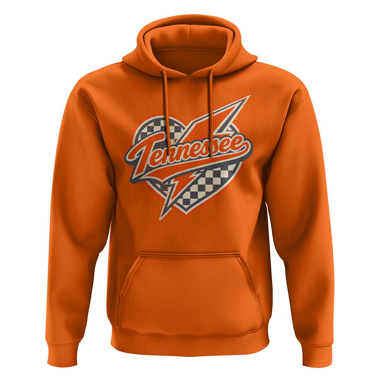 Vintage Tennessee Hoodie Checkered Heart Love TN Orange US State