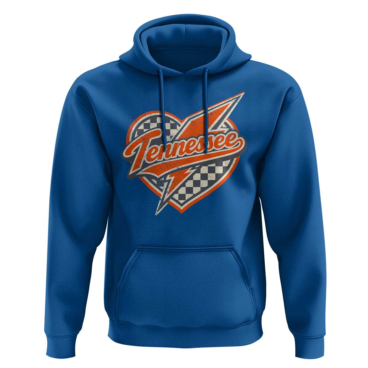 Vintage Tennessee Hoodie Checkered Heart Love TN Orange US State