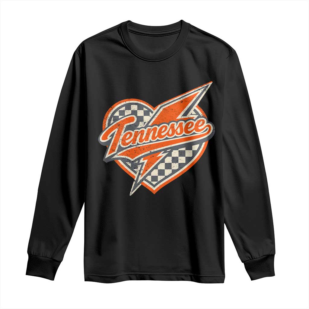 Vintage Tennessee Long Sleeve Shirt Checkered Heart Love TN Orange US State