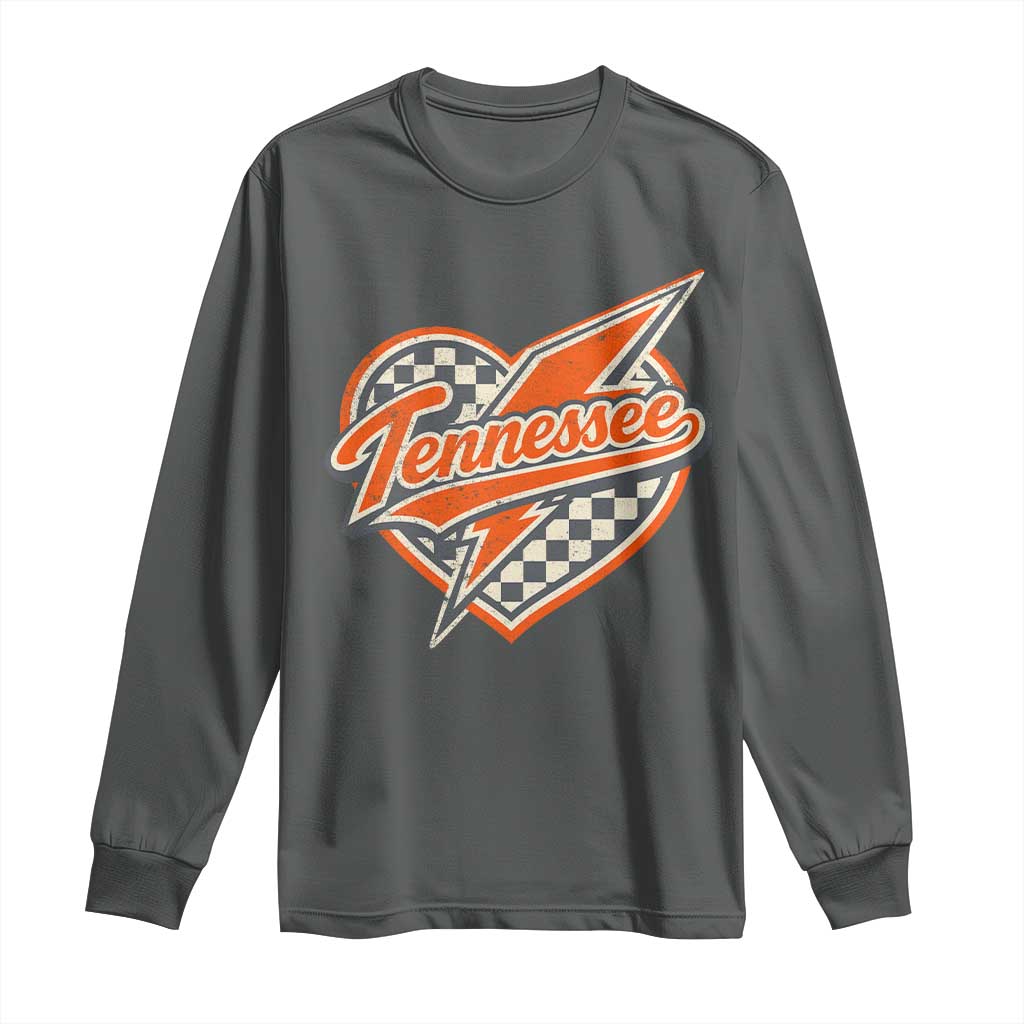 Vintage Tennessee Long Sleeve Shirt Checkered Heart Love TN Orange US State