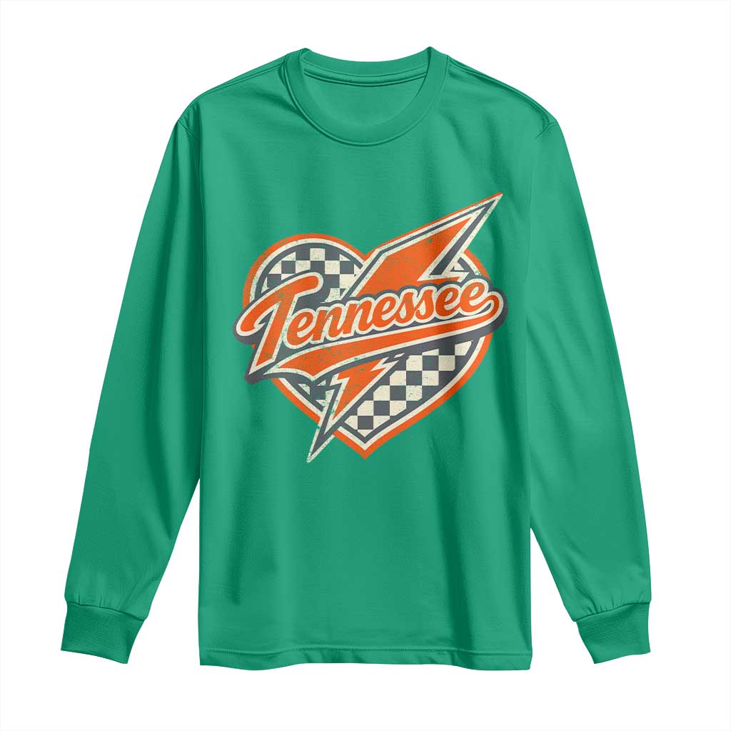 Vintage Tennessee Long Sleeve Shirt Checkered Heart Love TN Orange US State