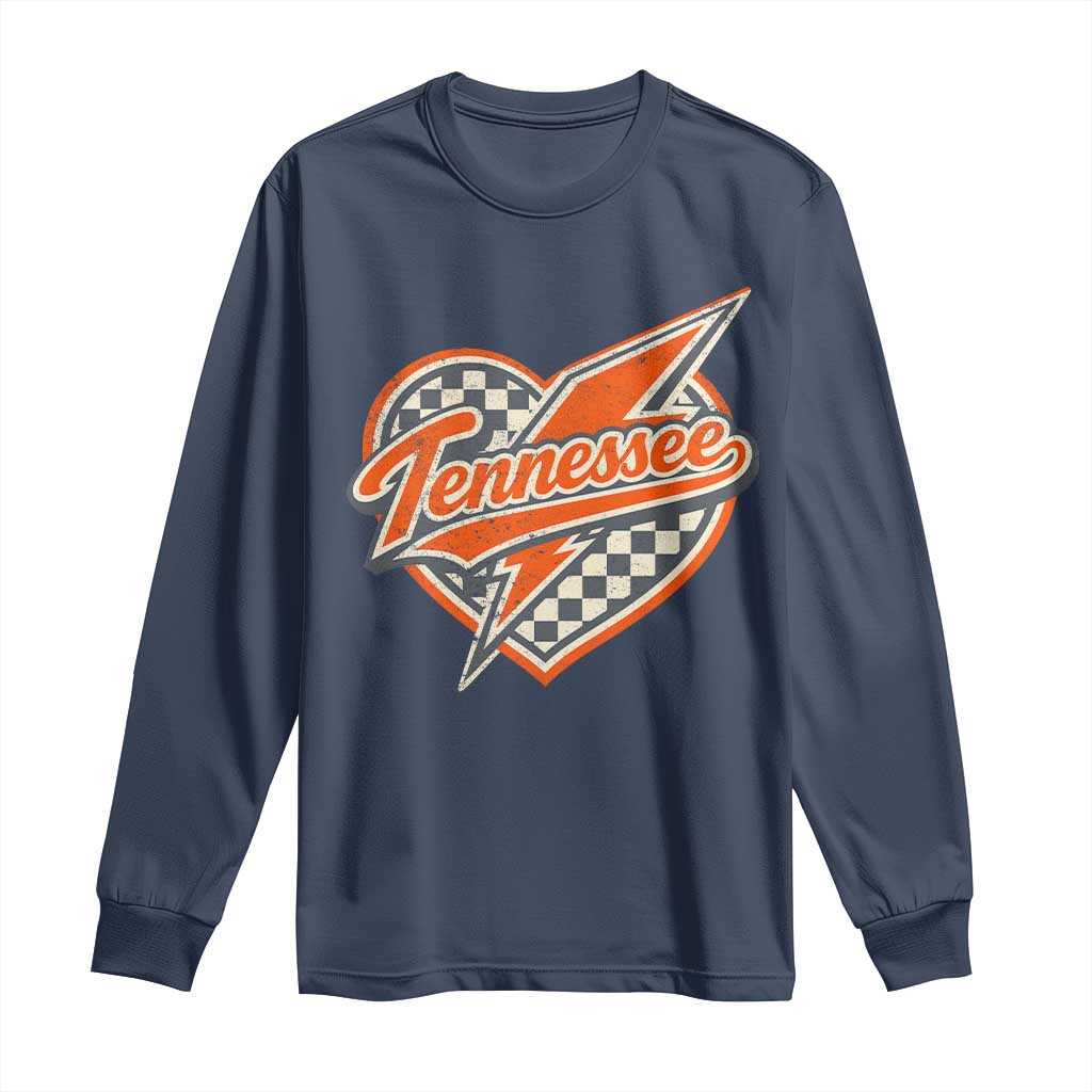 Vintage Tennessee Long Sleeve Shirt Checkered Heart Love TN Orange US State