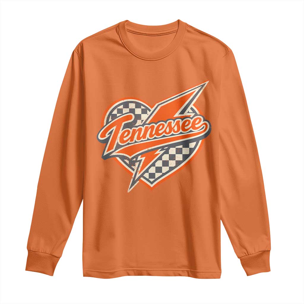 Vintage Tennessee Long Sleeve Shirt Checkered Heart Love TN Orange US State